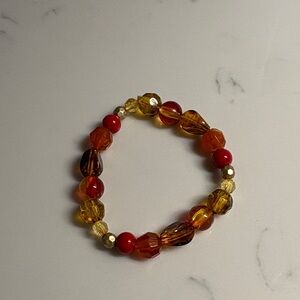 Elegant Amber and Red Beaded Bracelet